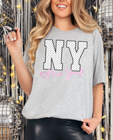 Faux Glitter New York Doodle DTF Print