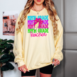 Back To School Repeat Neon Pink Pencil Middle High Teacher DTF Print