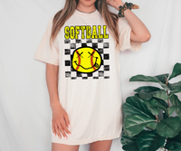 Distressed Checker Softball  DTF Print