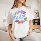 Nurse Spring Flower Circle DTF Print