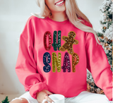 Oh Snap Gingerbread Man Glitter Embroidery Effect DTF Print