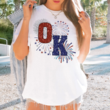 Fireworks OK Oklahoms Faux Glitter DTF Print
