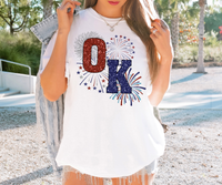 Fireworks OK Oklahoms Faux Glitter DTF Print