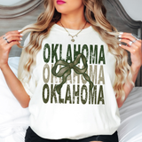 Oklahoma Matching Stacked Camo Greens DTF Print