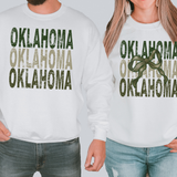 Oklahoma Matching Stacked Camo Greens DTF Print