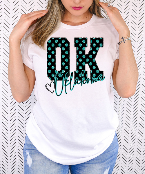 Faux Glitter Oklahoma Doodle DTF Print