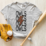 Owls Baseball Bolt DTF Print