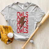 Owls Baseball Bolt DTF Print