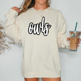 Owls Crackle Cursive Teams DTF Print