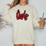 Owls Crackle Cursive Teams DTF Print