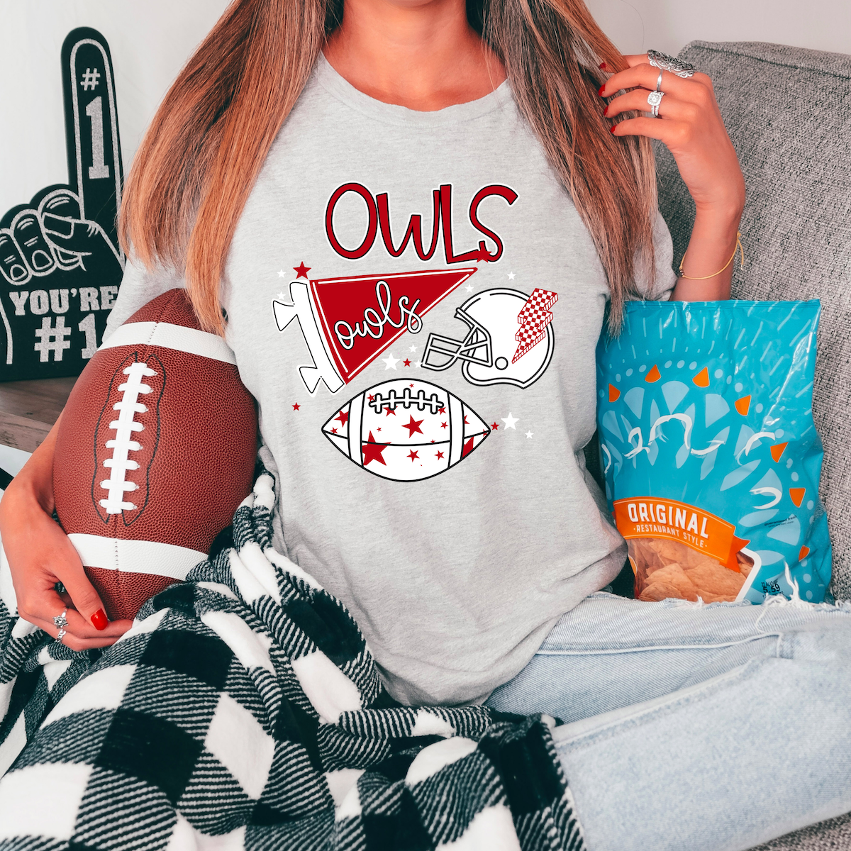 Owls Football Retrocollage DTF Print