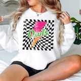 Owls Checker Bolt Distressed DTF Print