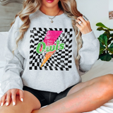 Owls Checker Bolt Distressed DTF Print