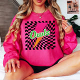 Owls Checker Leopard Bolt DTF Print