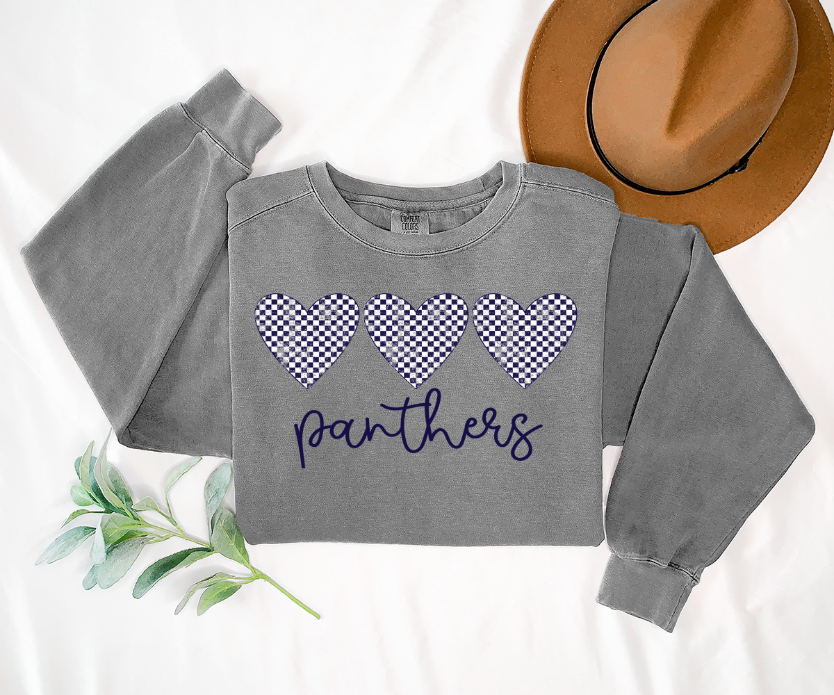 Panthers Checker Heart Trio DTF Print