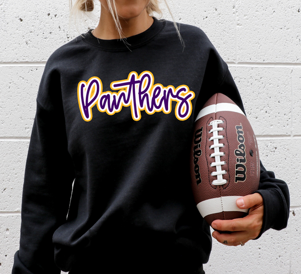 Panthers Dark Purple Gold Outline DTF Print