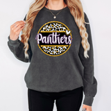 Panthers Glitter Effect Circle DTF Print