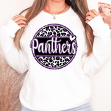 Panthers Glitter Effect Circle DTF Print