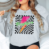 Panthers Checker Bolt Distressed DTF Print