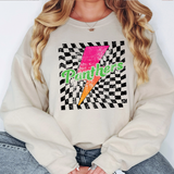Panthers Checker Bolt Distressed DTF Print