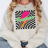 Panthers Checker Leopard Bolt DTF Print