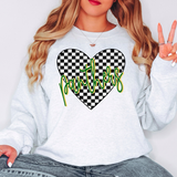 Panthers Retro Checker Heart DTF Print