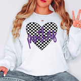 Panthers Retro Checker Heart DTF Print