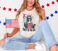 Patriotic Party In the USA Statue of Liberty DTF Print