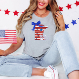 Patriotic MN Stars Stripes Glitter Blue Bow DTF Print