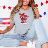 Patriotic MN Stars Stripes Glitter Blue Bow DTF Print