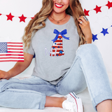 Patriotic NH Stars Stripes Glitter Bow DTF Print