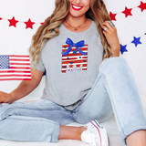 Patriotic NM Stars Stripes Glitter Bow DTF Print