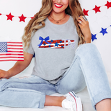 Patriotic TN Stars Stripes Glitter Bow DTF Print