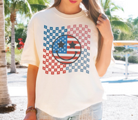 Patriotic Checkered Smile DTF Print