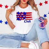 Iowa Plain Flag with Stars and Stripes DTF Print