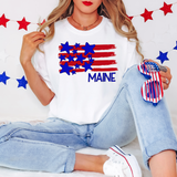 Maine Plain Flag with Stars and Stripes DTF Print
