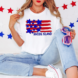 Rhode Island Plain Flag with Stars and Stripes DTF Print