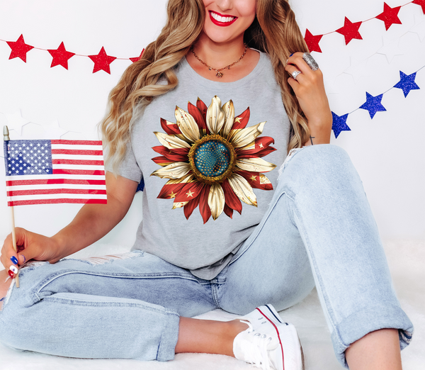 Patriotic Sunflower DTF Print