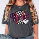 Patriots Checker Baseball Heart DTF Print