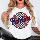 Patriots Retro Checker Baseball  DTF Print