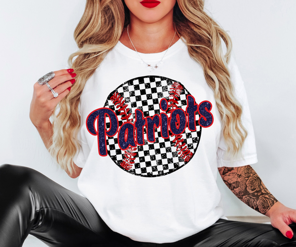 Patriots Retro Checker Baseball  DTF Print