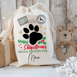Personalized Paw Print Santa Sack DTF Print