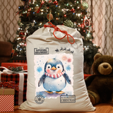 Personalized Penguin Santa Sack DTF Print