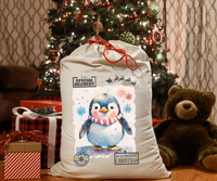 Personalized Penguin Santa Sack DTF Print