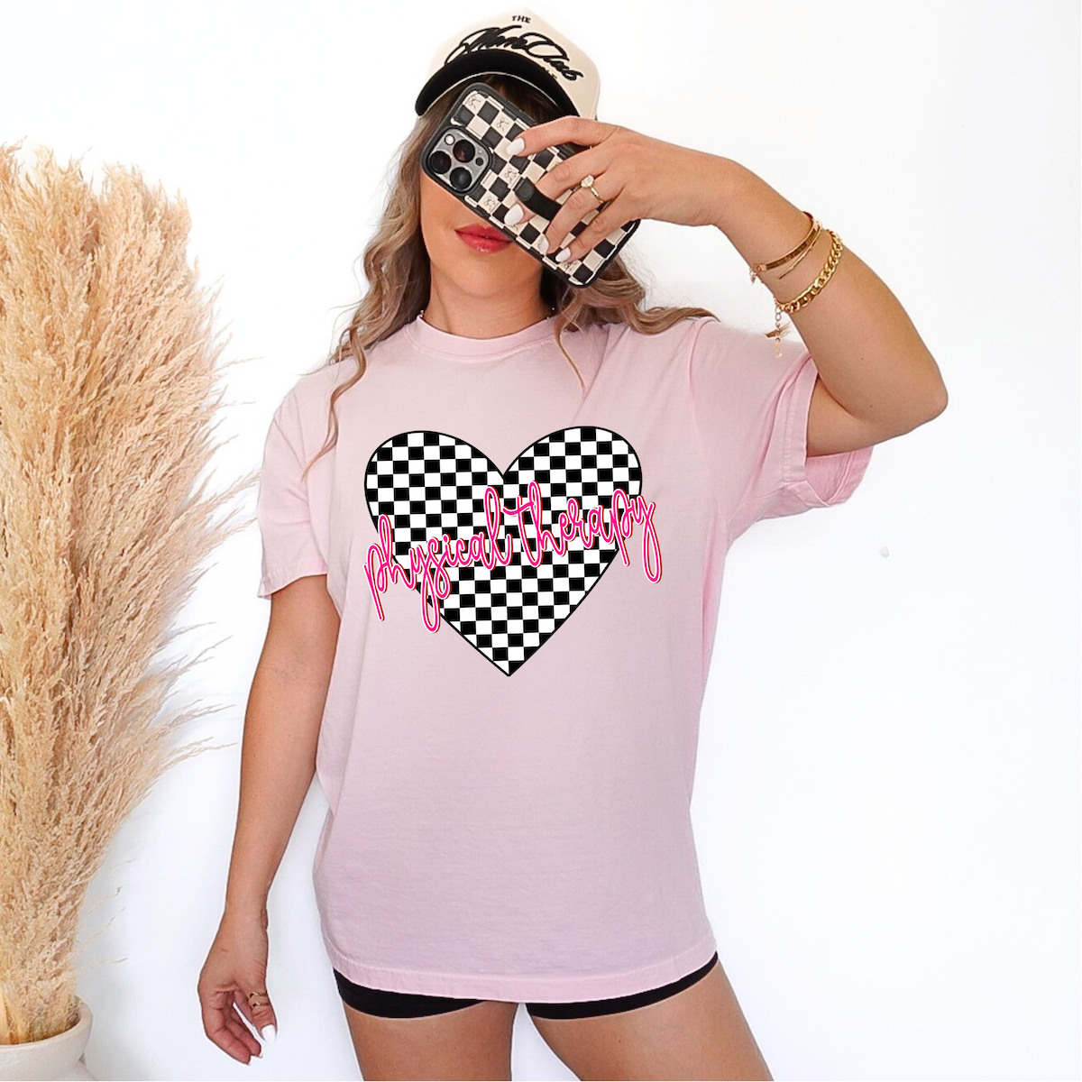 Physical Therapy Retro Checker Heart Occupations DTF Print