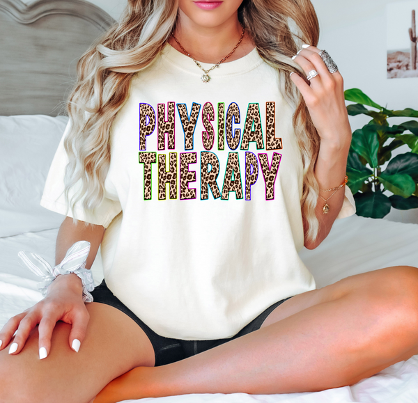 Leopard Physical Therapy Neon Outline DTF Print