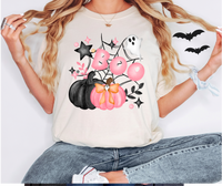 Pink Black Halloween Boo DTF Print