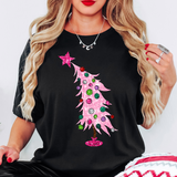 Glitter Effect Pink Chirstmas Tree DTF Print