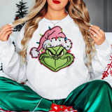 Grinch Faux Embroidery DTF Print