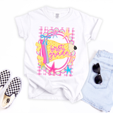Pink Gingham Pennant Frame Back to School DTF Transfer